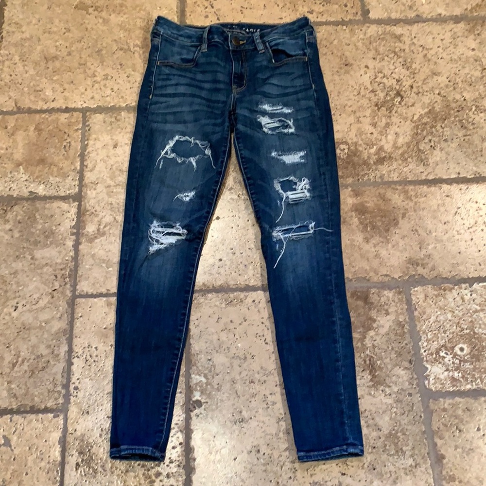 Women’s Dark Wash Distressed Skinny Jeans - Blue